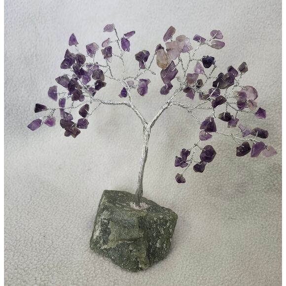 Amethyst Gem Stone TREE Purple with Silver Branches Bonsai Crystal - Picture 4 of 11